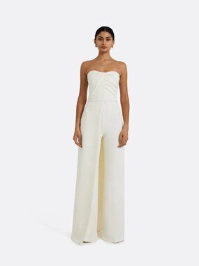 NWT $2100 Safiyaa Remi Strapless Jumpsuit Ivory Size 14